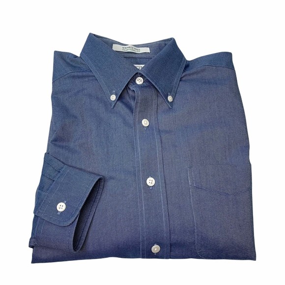 LL Bean Button Down Shirt Mens 15.5 / 34 Wrinkle Resistant Traditional Fit Blue - Picture 12 of 12